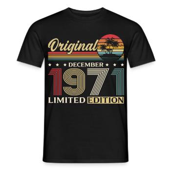 54e anniversaire Original décembre Né en 1971 - T-shirt homme - noir - Devant - AI Model Male 178 light (178cm)