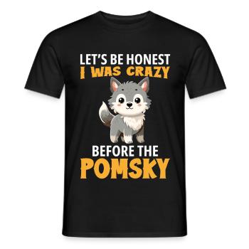 Pomsky Hundegeschirr Hundeleckerlis Pomsky ausgestopft - Männer T-Shirt - Schwarz - Vorne - AI Model Male 178 light (178cm)
