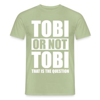 Tobi of niet Tobi - Heren T-shirt - saliegroen - Voor - AI Model Male 178 light (178cm)