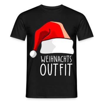 Christmas outfit with Santa hat - Men's T-Shirt - black - Front - AI Model Male 178 light (178cm)