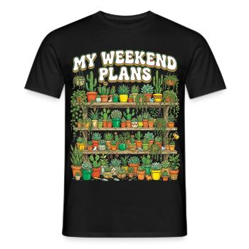 Lustiges Wochenende mit Sukkulenten-Kaktus - Männer T-Shirt - Schwarz - Vorne - AI Model Male 178 light (178cm)