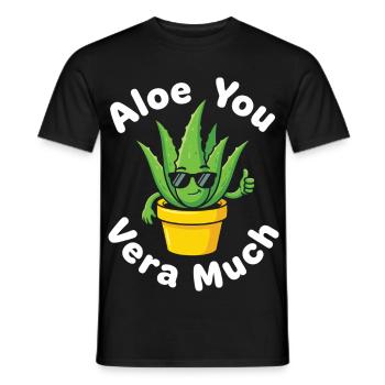 Aloe You Vera Much Succulent Cactus Pun - Men's T-Shirt - black - Front - AI Model Male 178 light (178cm)