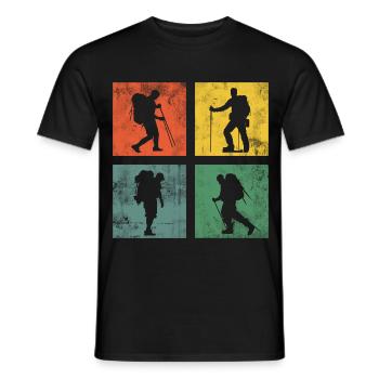 Hiking Hike Mountains Retro - Men's T-Shirt - black - Front - AI Model Male 178 light (178cm)