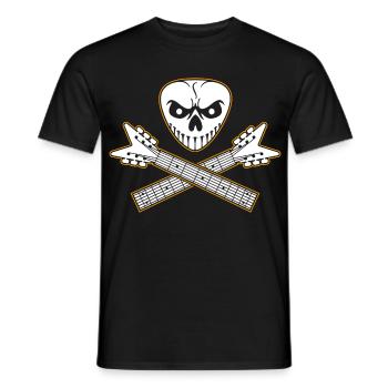 Guitar Pick Skull and Guitar Crossed Bones - Men's T-Shirt - black - Front - AI Model Male 178 light (178cm)