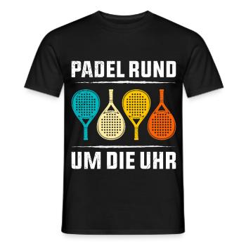Padel Spieler PADEL RUND UM DIE UHR Lustiges - Männer T-Shirt - Schwarz - Vorne - AI Model Male 178 light (178cm)