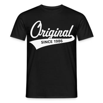 Original depuis 1986 (Année de naissance, anniversaire / W) - T-shirt homme - noir - Devant - AI Model Male 178 light (178cm)