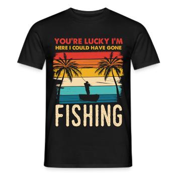 Fischerei Retro Sunset Silhouette - Männer T-Shirt - Schwarz - Vorne - AI Model Male 178 light (178cm)