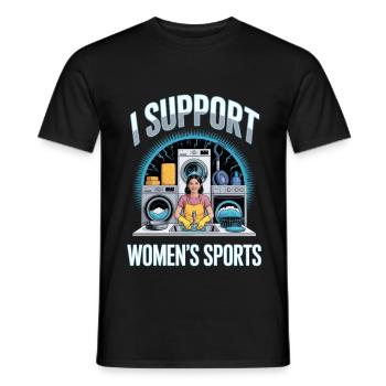 I Support Women's Sports Unwearable Bootleg - Men's T-Shirt - black - Front - AI Model Male 178 light (178cm)