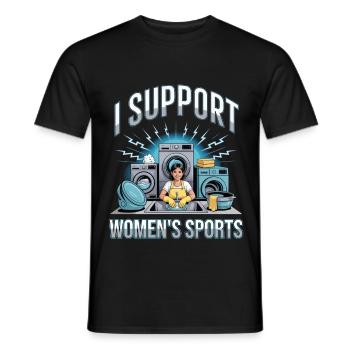 I Support Women's Sports Unwearable Bootleg - Men's T-Shirt - black - Front - AI Model Male 178 light (178cm)