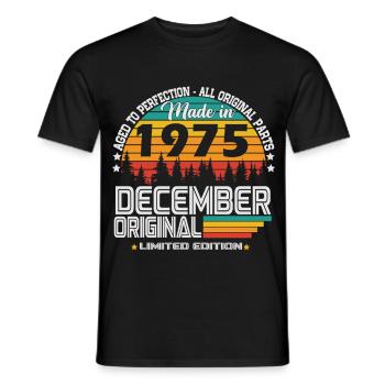 December 1975 Vintage Vintage Retro Birthday - Men's T-Shirt - black - Front - AI Model Male 178 light (178cm)