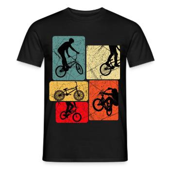 Retro Bicycle Silhouettes Pop Blocks - Men's T-Shirt - black - Front - AI Model Male 178 light (178cm)