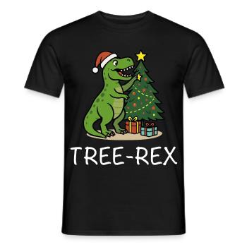 Tree-Rex – Dino Weihnachtsmotiv T-Rex - Männer T-Shirt - Schwarz - Vorne - AI Model Male 178 light (178cm)