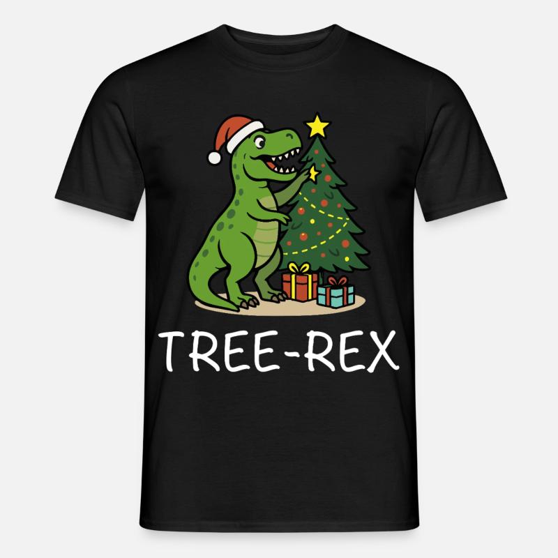 Tree-Rex – Dino Weihnachtsmotiv T-Rex - Männer T-Shirt - Schwarz