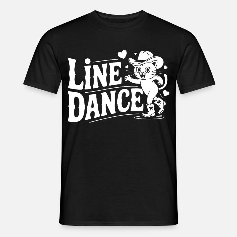 Line Dance Katze Silhouette - Männer T-Shirt - Schwarz