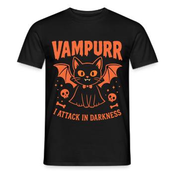 Vampurr – Süße Vampirkatze Halloween Grafik - Männer T-Shirt - Schwarz - Vorne - AI Model Male 178 light (178cm)
