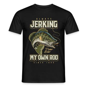 Always Jerking My Rod Funny Fishing Born 1945 - Men's T-Shirt - black - Front - AI Model Male 178 light (178cm)