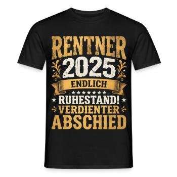 Pensioners 2025 Retirement Deserved Farewell - Men's T-Shirt - black - Front - AI Model Male 178 light (178cm)