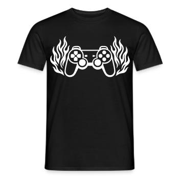 Flammen Controller, brennende Gamepad Grafik - Männer T-Shirt - Schwarz - Vorne - AI Model Male 178 light (178cm)