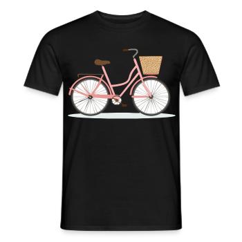 Pink Bicycle with Basket - Men's T-Shirt - black - Front - AI Model Male 178 light (178cm)