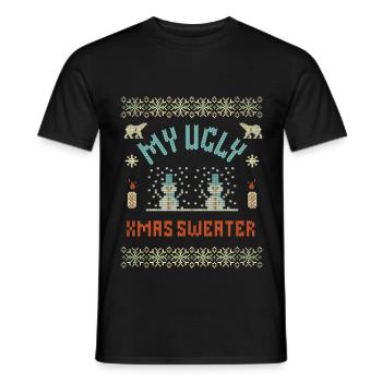 My Ugly Xmas Sweater – Lustiges Pixel-Weihnachtsde - Männer T-Shirt - Schwarz - Vorne - AI Model Male 178 light (178cm)