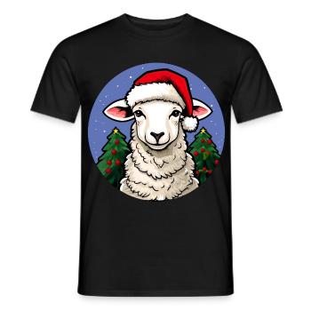 Schafe Weihnachten - Männer T-Shirt - Schwarz - Vorne - AI Model Male 178 light (178cm)