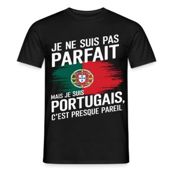 Ich bin nicht perfekt, aber portugiesischer Humor - Männer T-Shirt - Schwarz - Vorne - AI Model Male 178 light (178cm)