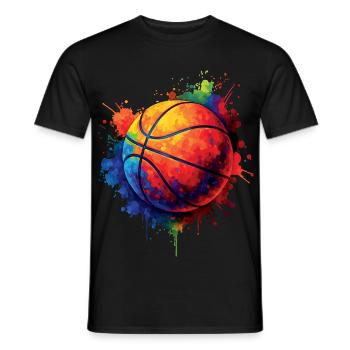 Basketball Splash Art - Design Ballon de Basket - Men's T-Shirt - black - Front - AI Model Male 178 light (178cm)