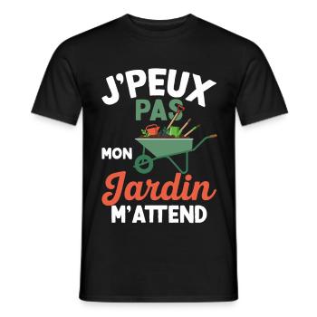 J’peux Pas Mon Jardin M’Attend Humour Jardinage - T-shirt homme - noir - Devant - AI Model Male 178 light (178cm)
