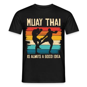 Muay Thai Retro Fight Vibe - Männer T-Shirt - Schwarz - Vorne - AI Model Male 178 light (178cm)