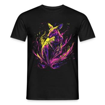 Känguru Tier Australien Down Under Neon Bunt Kunst - Männer T-Shirt - Schwarz - Vorne - AI Model Male 178 light (178cm)