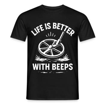 La vie est meilleure avec des bips S’amuser à détecter les métaux - T-shirt homme - noir - Devant - AI Model Male 178 light (178cm)