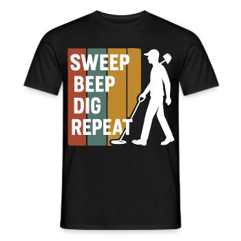 Balayage Bip Creuser Répéter Détection de métaux Fun - T-shirt homme - noir - Devant - AI Model Male 178 light (178cm)