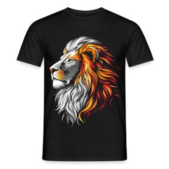 Lion Colorful Lion Head Predator White Gold Art - Men's T-Shirt - black - Front - AI Model Male 178 light (178cm)