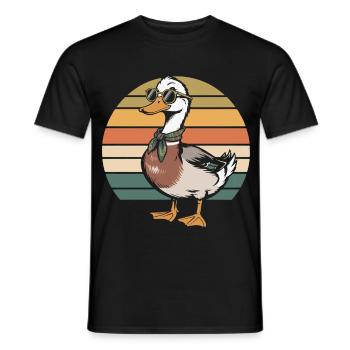Retro-Ente am Sonnenband - Männer T-Shirt - Schwarz - Vorne - AI Model Male 178 light (178cm)