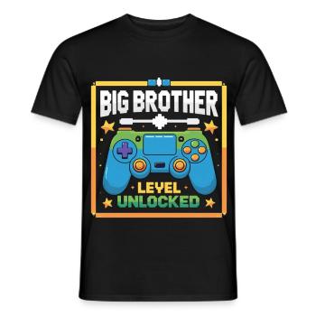 Big Brother Level Unlocked - Men's T-Shirt - black - Front - AI Model Male 178 light (178cm)