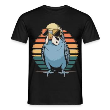 Perroquet rétro avec des lunettes de soleil - T-shirt homme - noir - Devant - AI Model Male 178 light (178cm)