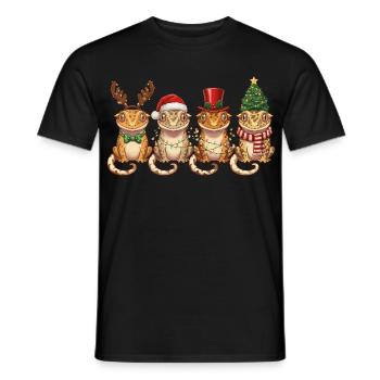 Kronengecko Weihnachtsmann Weihnachtsbeleuchtung - Männer T-Shirt - Schwarz - Vorne - AI Model Male 178 light (178cm)