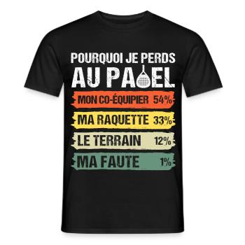Why I Lose at Padel Humor Vintage Gift - Men's T-Shirt - black - Front - AI Model Male 178 light (178cm)