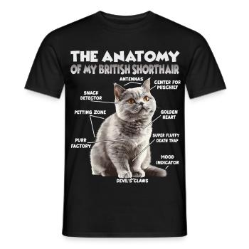 Britisch Kurzhaar T | Katzen Fan Katzen British  - Männer T-Shirt - Schwarz - Vorne - AI Model Male 178 light (178cm)