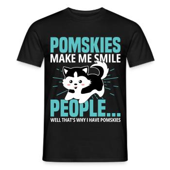 Pomsky birgt Hundegeschirr Pomsky Stofftier - Männer T-Shirt - Schwarz - Vorne - AI Model Male 178 light (178cm)