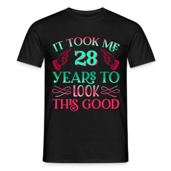 Il a fallu 28 ans pour être aussi beau - T-shirt homme - noir - Devant - AI Model Male 178 light (178cm)