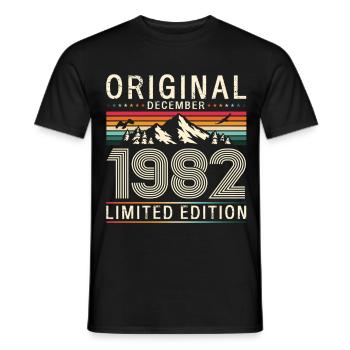 44e anniversaire Original Décembre Né en 1982 - T-shirt homme - noir - Devant - AI Model Male 178 light (178cm)