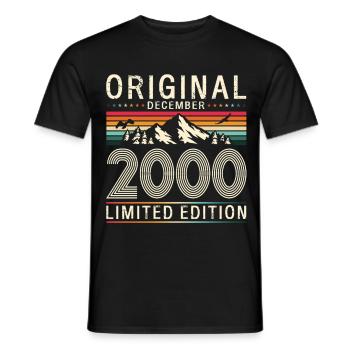 25e anniversaire Original Décembre Année 2000 - T-shirt homme - noir - Devant - AI Model Male 178 light (178cm)