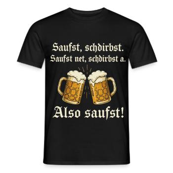 Bavarian Beer Saying - Men's T-Shirt - black - Front - AI Model Male 178 light (178cm)