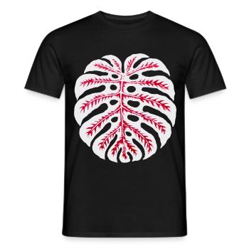 Monstera Blatt Rot – Tropisches Pflanzenmotiv - Männer T-Shirt - Schwarz - Vorne - AI Model Male 178 light (178cm)