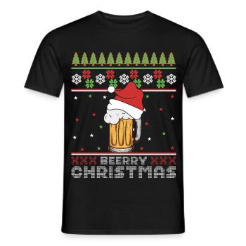 Frohe Weihnachtsbier, hässlicher Pullover – Geschenk - Männer T-Shirt - Schwarz - Vorne - AI Model Male 178 light (178cm)