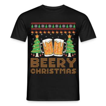 Beery Weihnachtspullover Hässliches Weihnachtsbier Frohe Weihnachten - Männer T-Shirt - Schwarz - Vorne - AI Model Male 178 light (178cm)