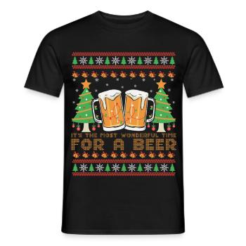 Pull Moche Meilleur Moment pour la Bière Noël - T-shirt homme - noir - Devant - AI Model Male 178 light (178cm)