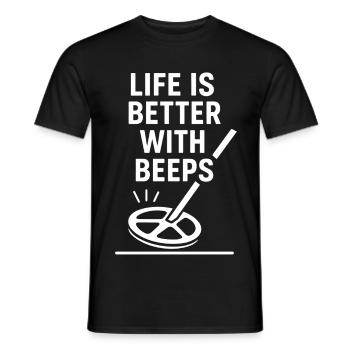 Life Is Better With Beeps Metal Detecting Fun - Men's T-Shirt - black - Front - AI Model Male 178 light (178cm)