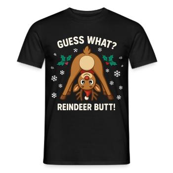 Devine quoi blague de Noël sur les fesses de renne - T-shirt homme - noir - Devant - AI Model Male 178 light (178cm)